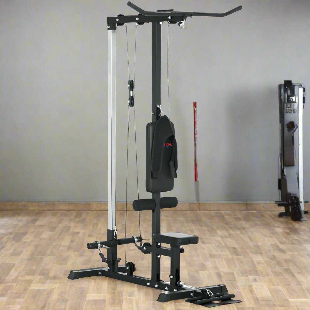 SPORTNOW Pull Up Station Power Cage with Adjustable Seat, Home Gym, Black SPORTNOW