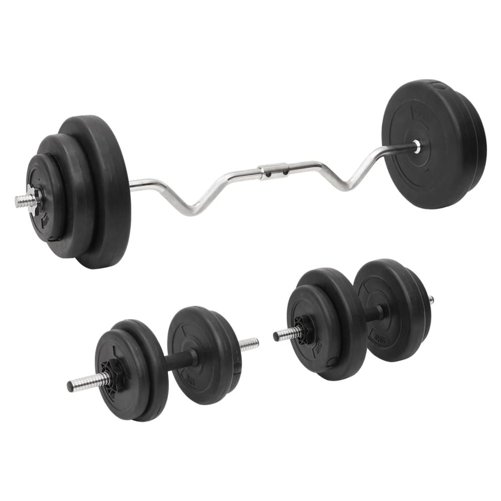 Barbell + 2 Dumbbell Set 60.5kg super curl bar vidaXL