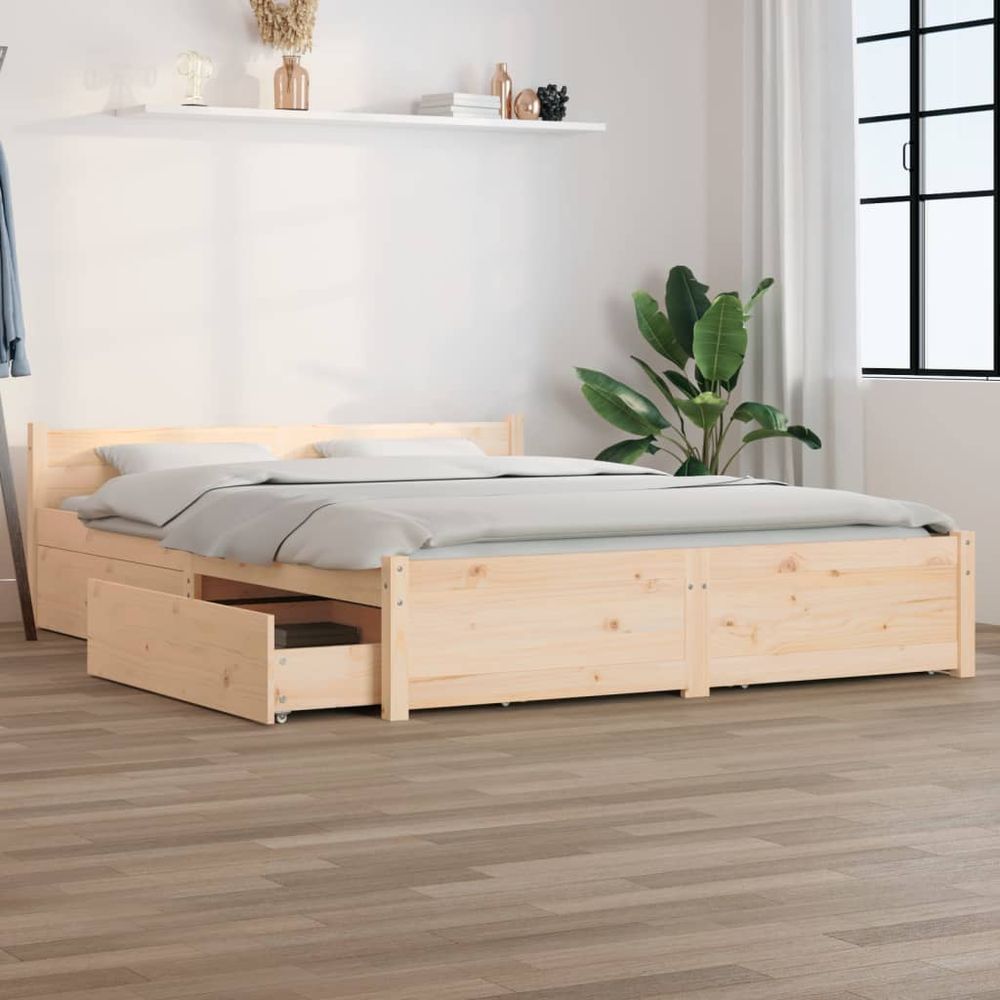 vidaXL Bed Frame with Drawers 120x190 cm Small Double vidaXL