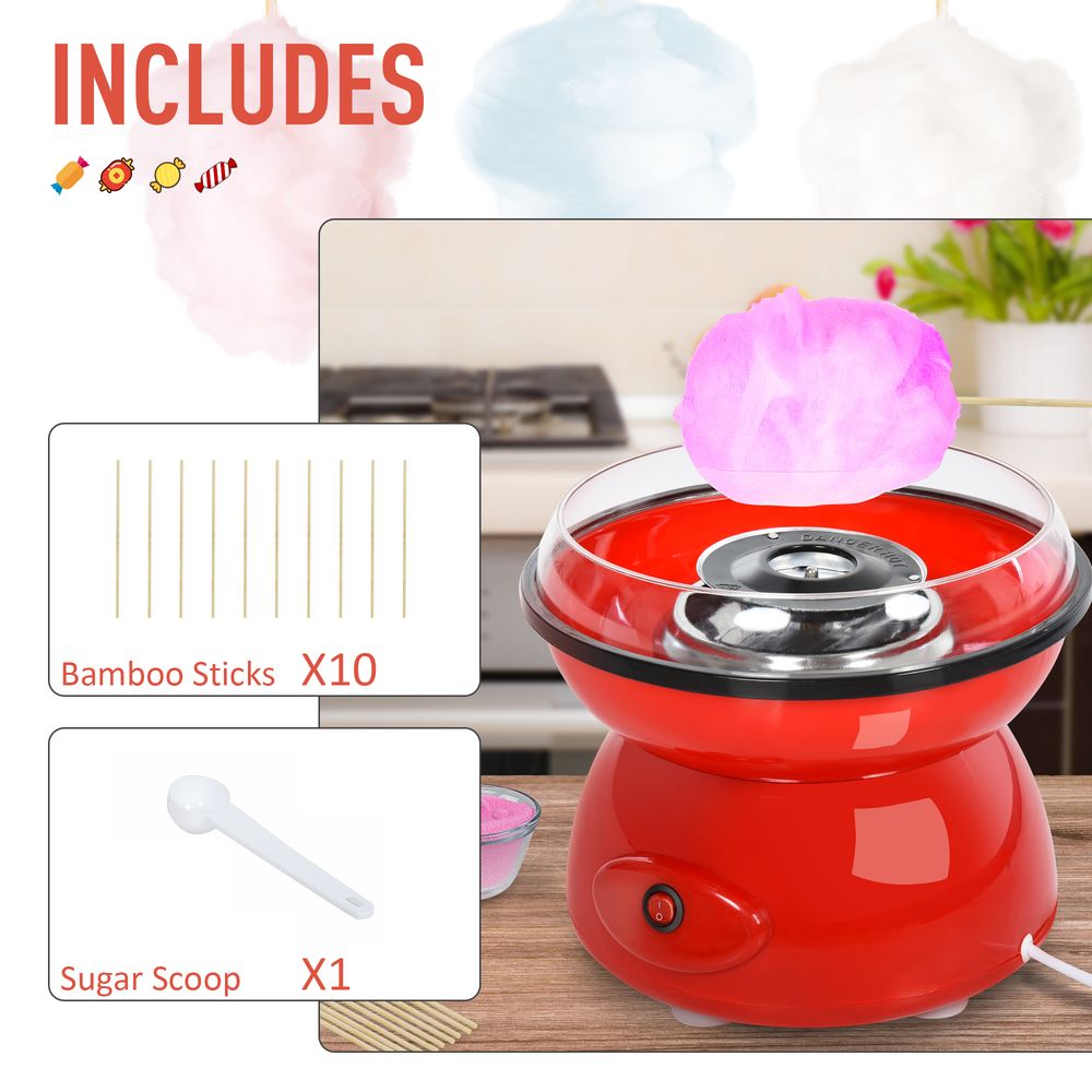 450W Non-Stick Stainless Steel Candyfloss Machine Red HOMCOM