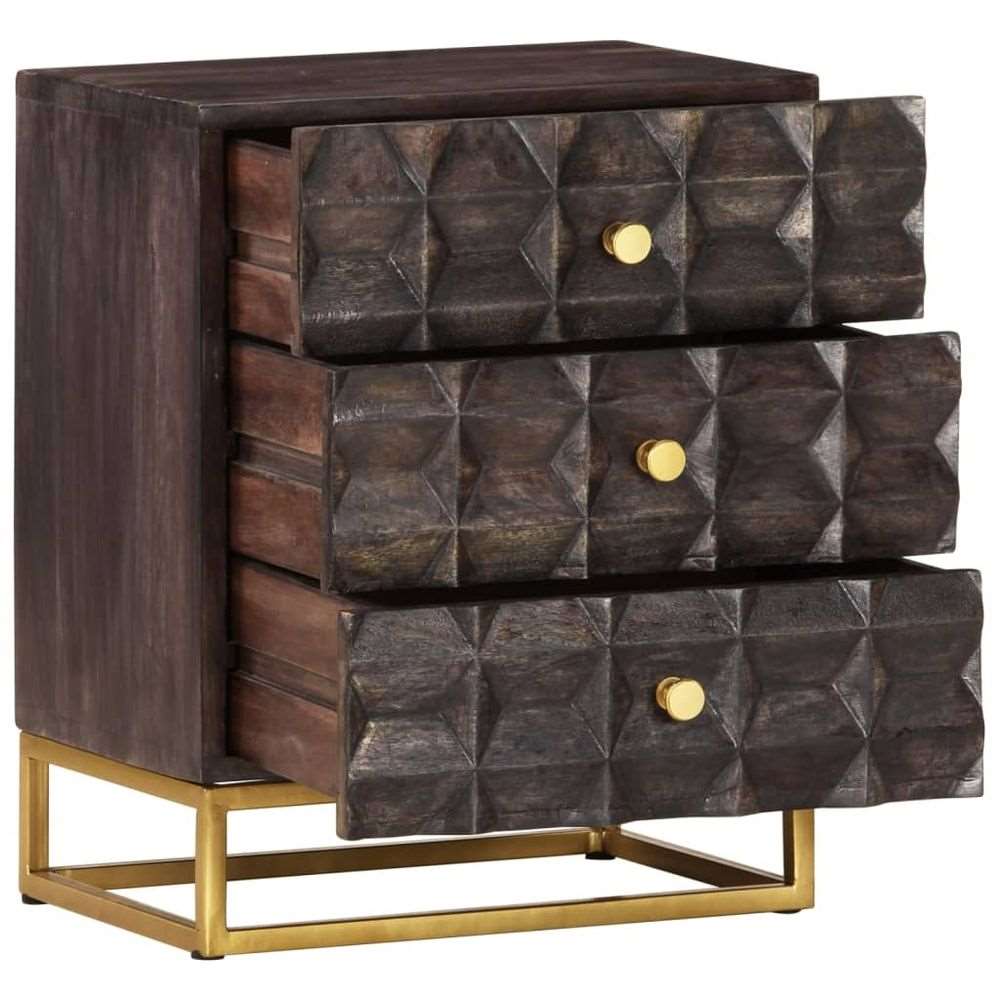 vidaXL Bed Cabinet Black 40x30x50 cm Solid Mango Wood vidaXL