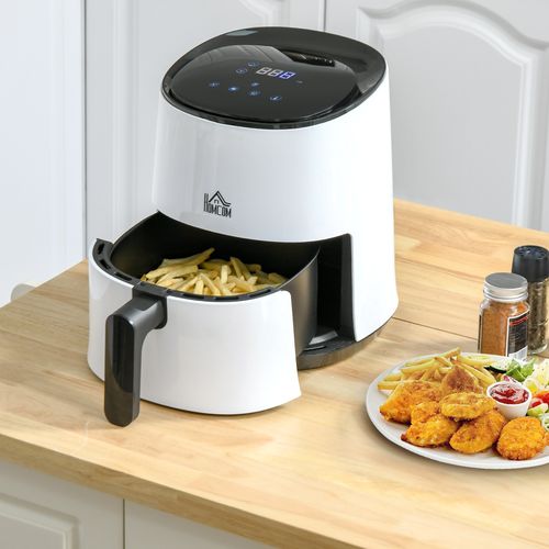 Digital Air Fryer, 1300W 2.5L Rapid Air Circulation, Timer and Nonstick White HOMCOM