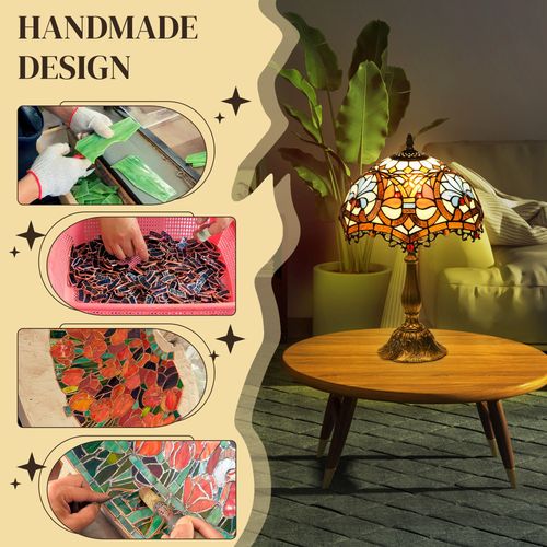 HOMCOM Antique Table Lamp, for Bedroom Bedside, Bulb not Included, Sunflower HOMCOM