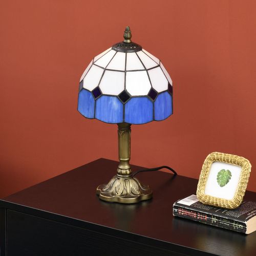 HOMCOM Antique Table Lamp, for Bedroom Bedside, Bulb not Included, Blue AIYAPLAY