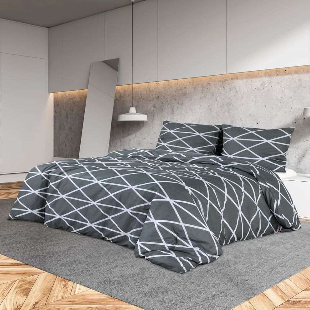 Duvet Cover Set Grey 140x200 cm Cotton 1 vidaXL