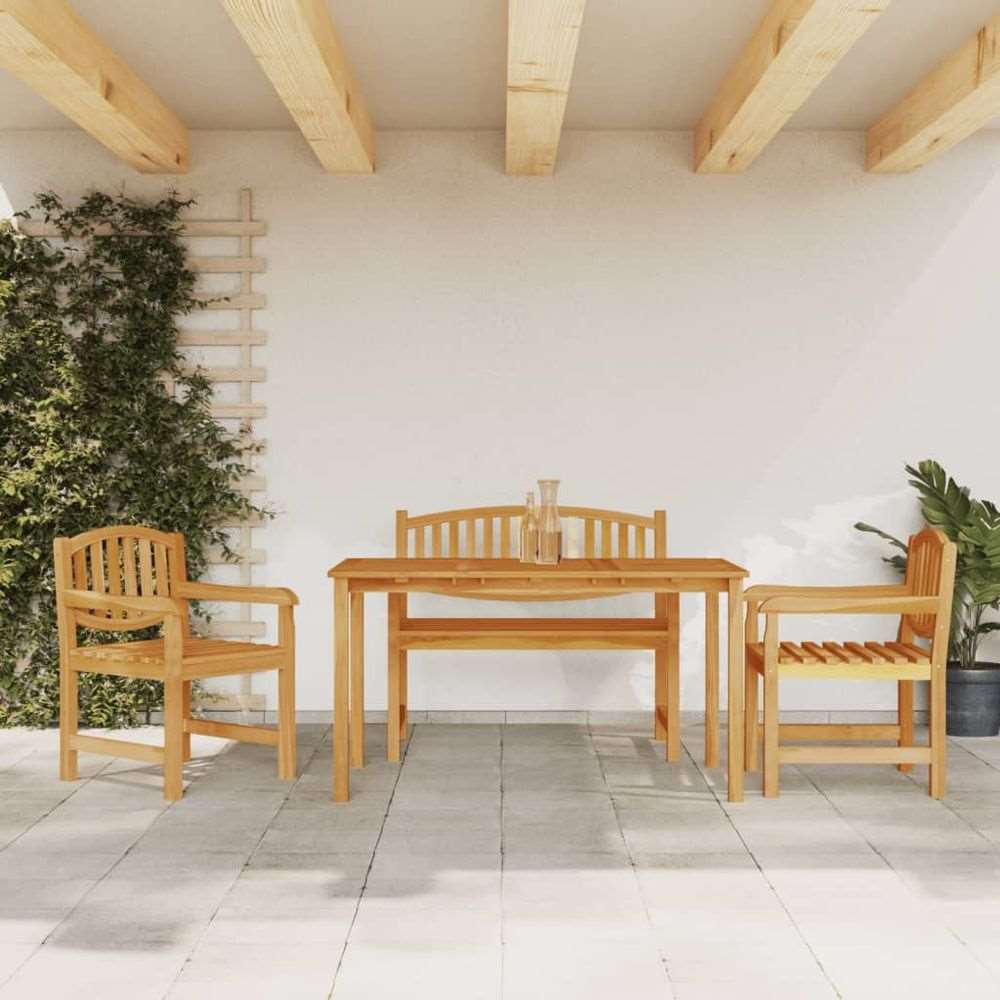 vidaXL 5 Piece Garden Dining Set Solid Wood Teak 2x chair + bench + table 140 cm table length vidaXL