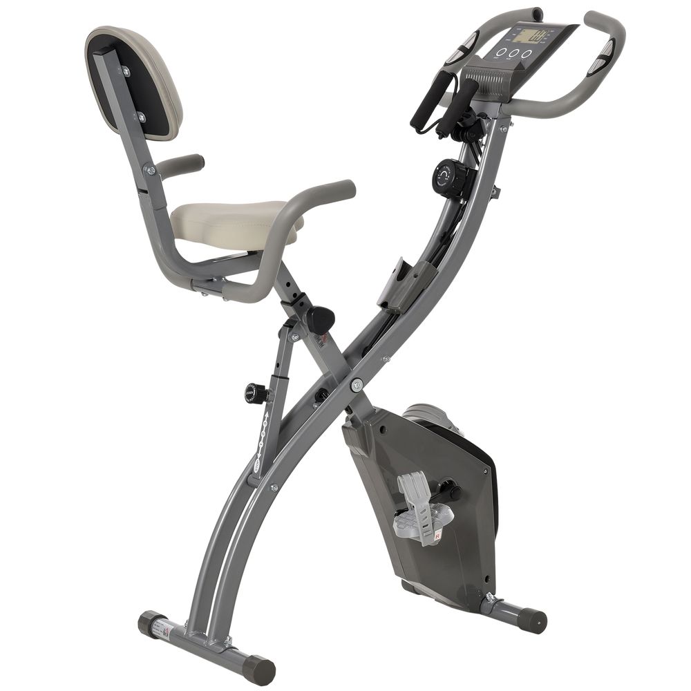 HOMCOM 2-In-1 Upright Exercise Bike 8-Level Adjustable with Pulse Sensor Grey HOMCOM