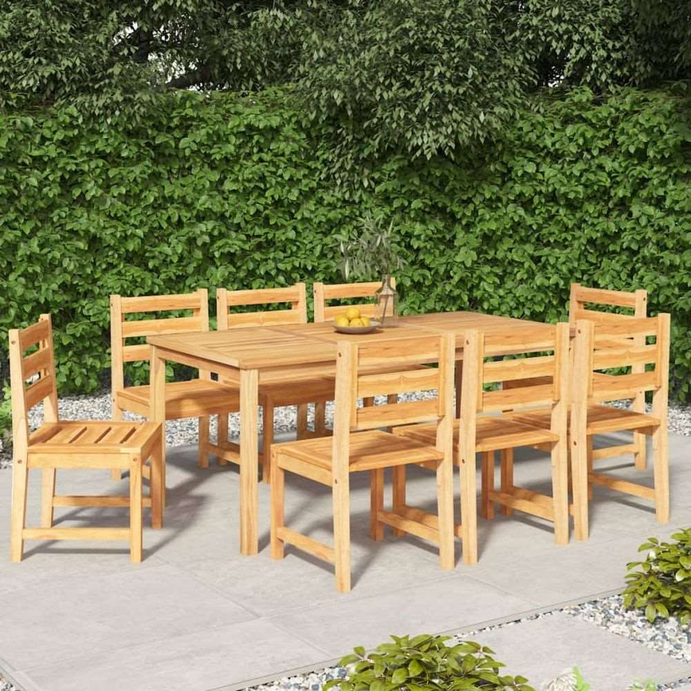 vidaXL 3 Piece Garden Dining Set Solid Wood Teak 8x chair + table 180 cm table length vidaXL