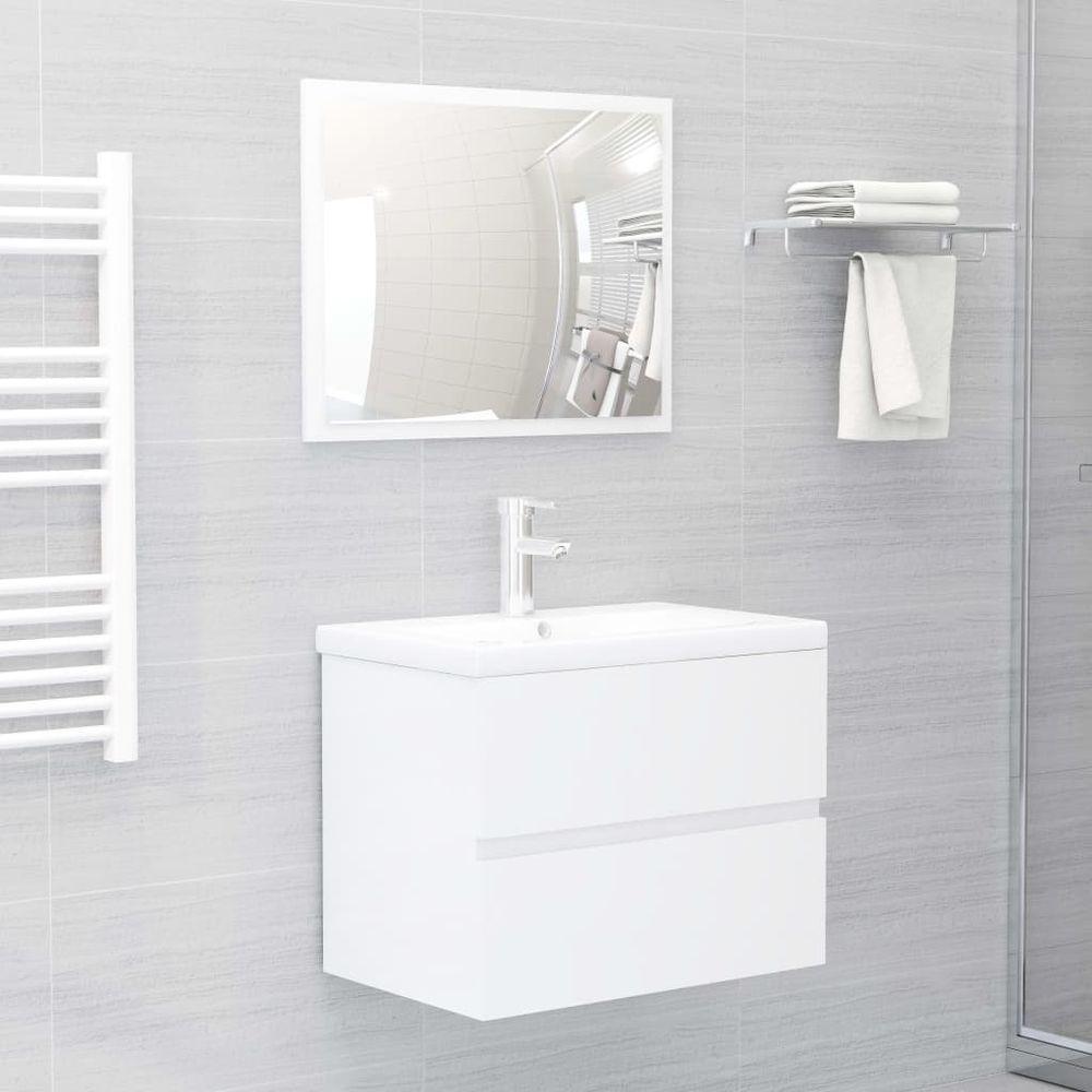 Bathroom Furniture Set Smoked Oak Engineered Wood high gloss white with faucet vidaXL