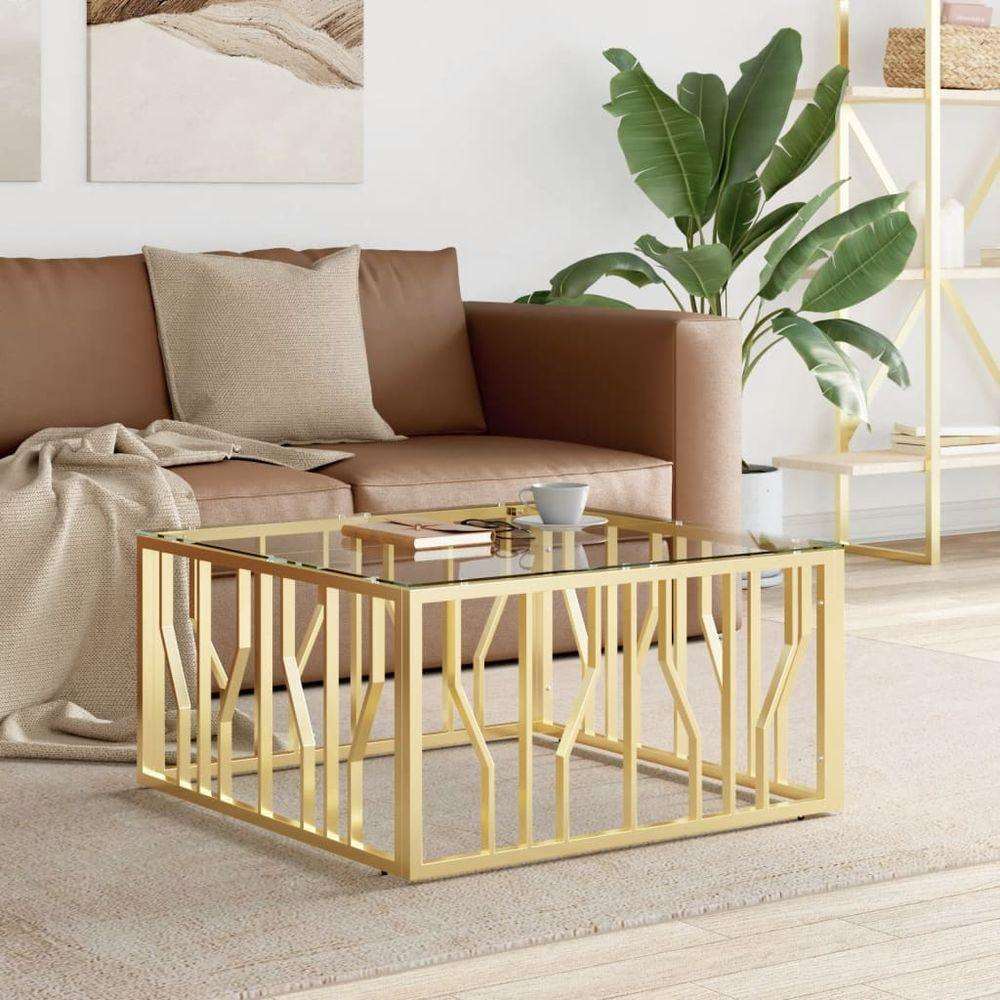 vidaXL Coffee Table 80x80x40 cm Stainless Steel and Glass gold vidaXL