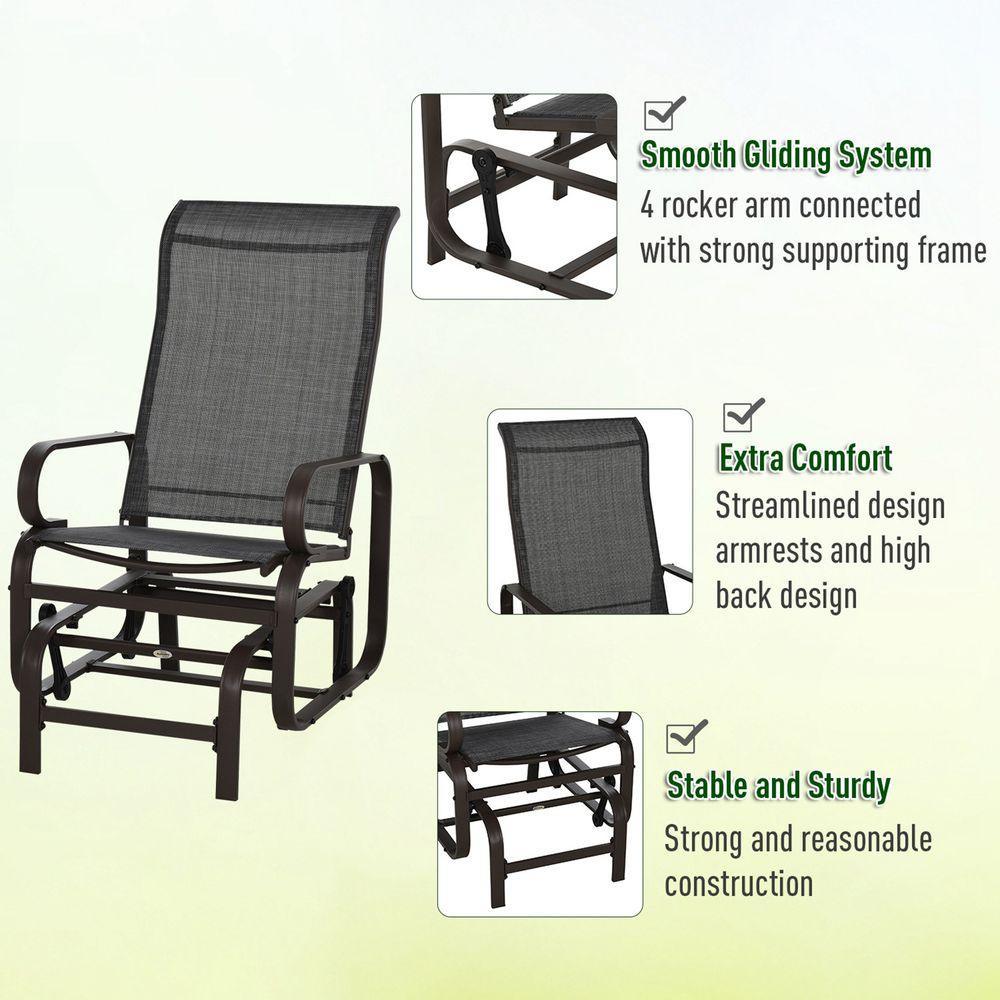 3 piece Outdoor Swing Chair with Tea Table Set, Patio Garden Rocking Furniture Outsunny