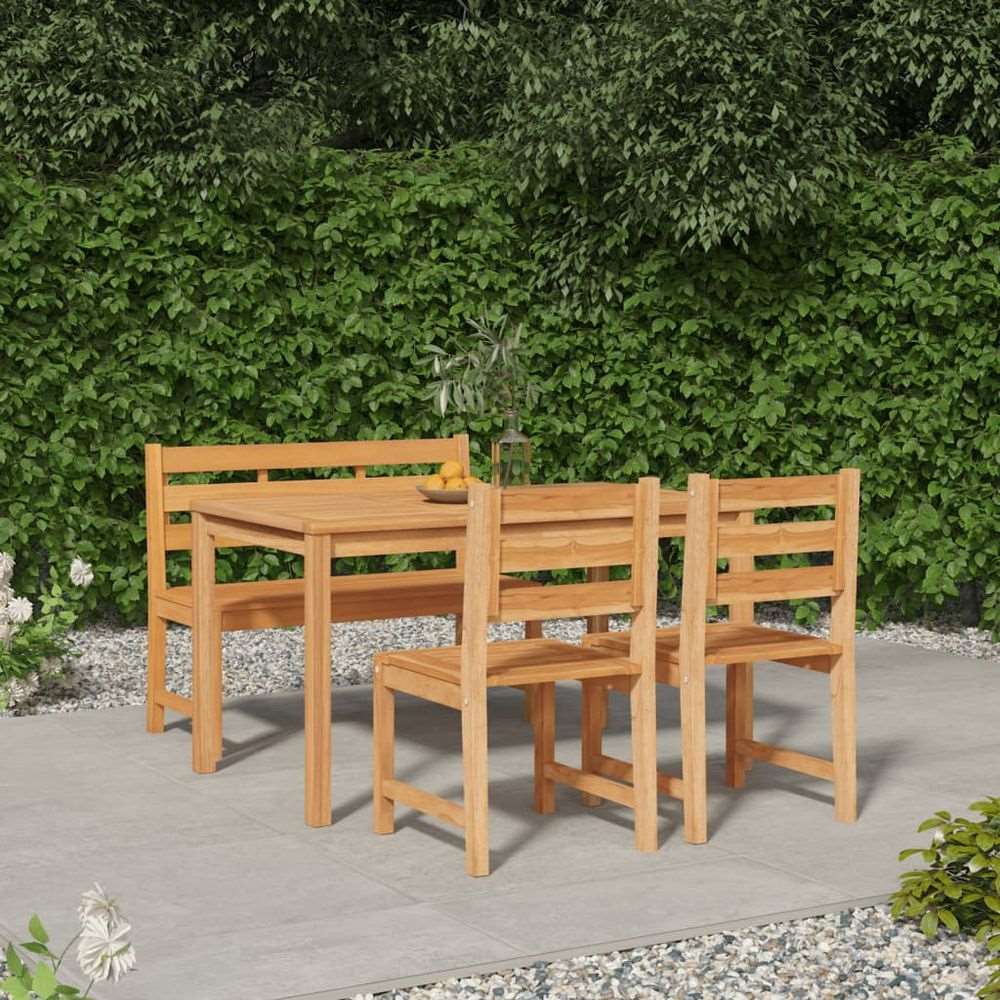 vidaXL 3 Piece Garden Dining Set Solid Wood Teak bench + 2x chair + table 140 cm table length vidaXL