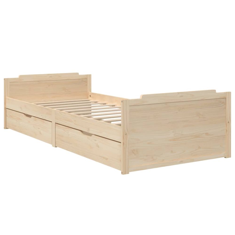 vidaXL Bed Frame with Drawers Solid Wood Pine 90x200 cm vidaXL