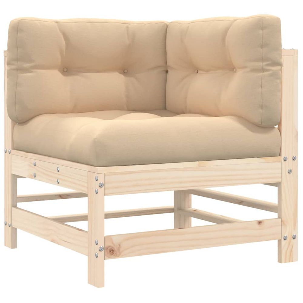 vidaXL Corner Sofa with Cushions Solid Wood Pine vidaXL