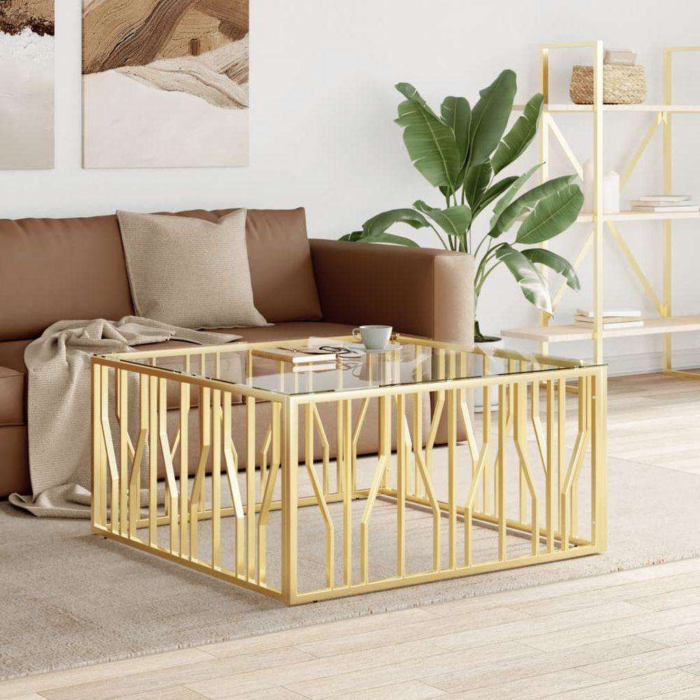 vidaXL Coffee Table 100x100x50 cm Stainless Steel and Glass gold vidaXL