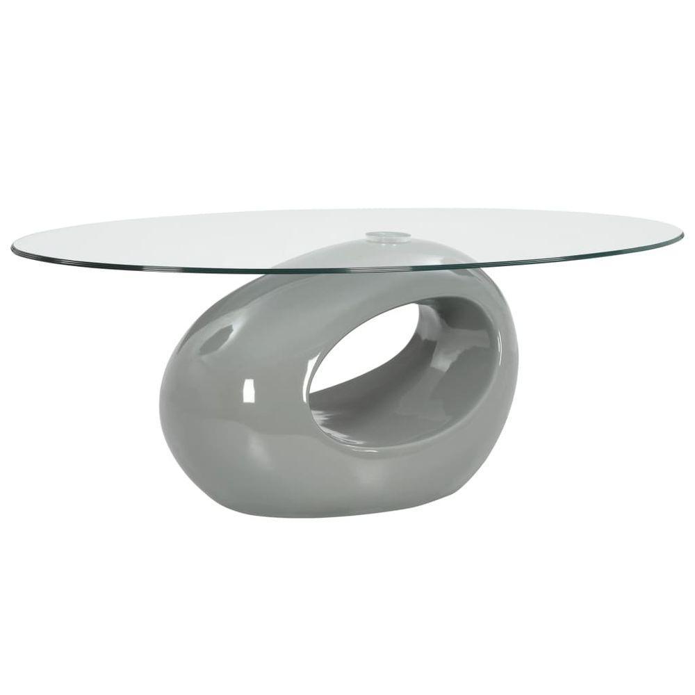 vidaXL Coffee Table with Oval Glass Top High Gloss Grey grey vidaXL