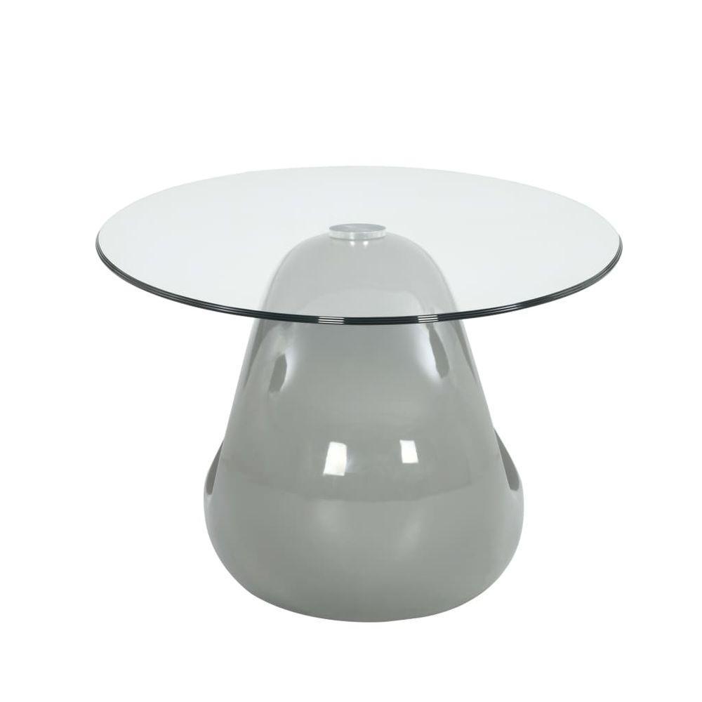 vidaXL Coffee Table with Oval Glass Top High Gloss Grey vidaXL