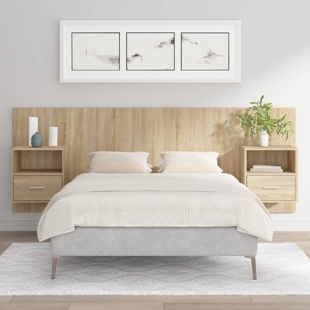 vidaXL Bed Headboard with Cabinets White 120 cm Engineered Wood sonoma oak vidaXL