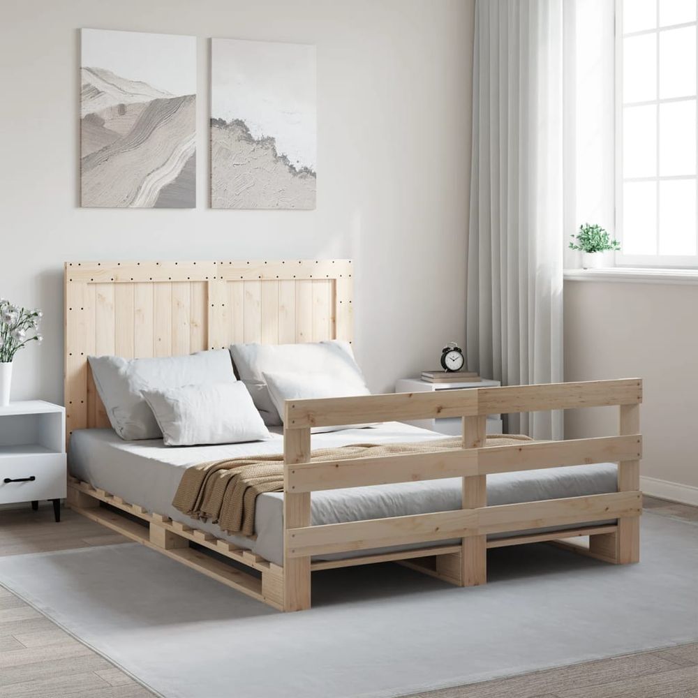 vidaXL Bed Frame with Headboard 160x200 cm Solid Wood Pine vidaXL