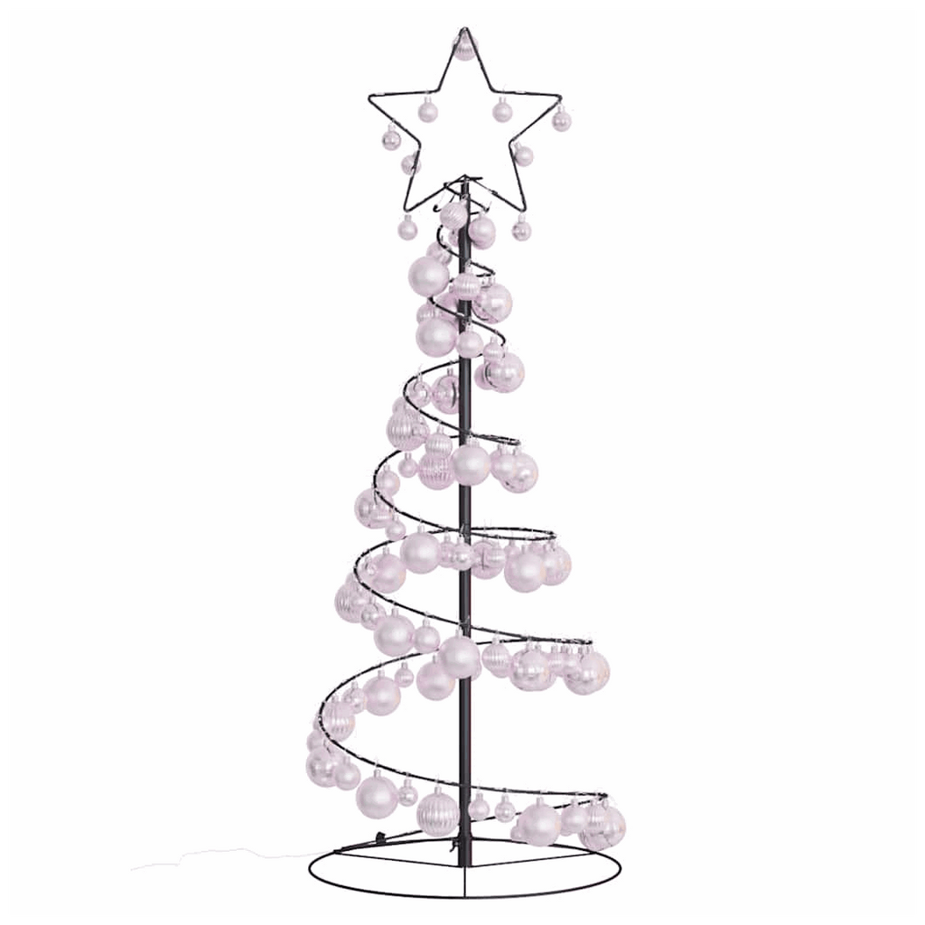 vidaXL Christmas Tree Light Cone with Baubles 80 LEDs Warm White 120 cm vidaXL