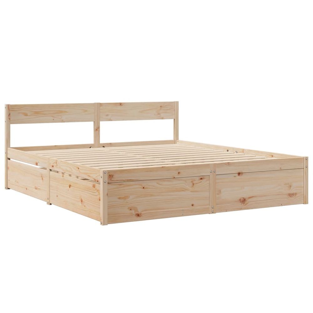 vidaXL Bed Frame with Drawers 180x200 cm Super King Solid Wood Pine vidaXL