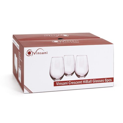 Vinsani Crescent HiBall Glasses 6pcs Vinsani