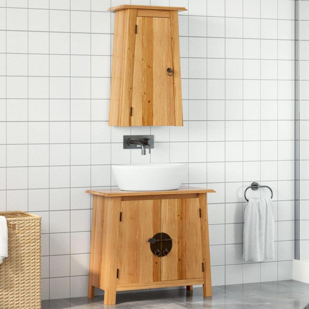 vidaXL 4 Piece Bathroom Furniture Set Solid Wood Pine sink cabinet + wall cabinet vidaXL