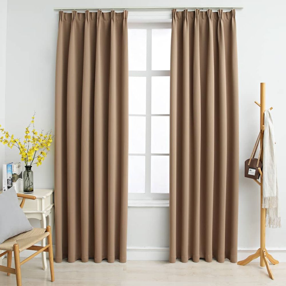 vidaXL Blackout Curtains with Hooks 2 pcs Black 140x175 cm vidaXL