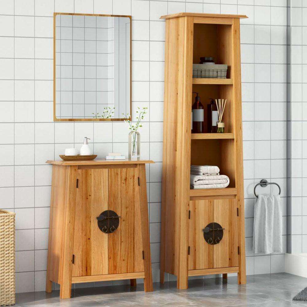 vidaXL 4 Piece Bathroom Furniture Set Solid Wood Pine tall cabinet + side cabinet vidaXL