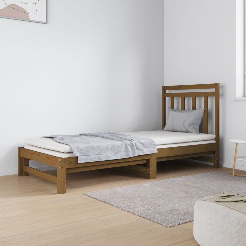 vidaXL Pull-out Day Bed 2x(90x190) cm Solid Wood Pine honey brown vidaXL