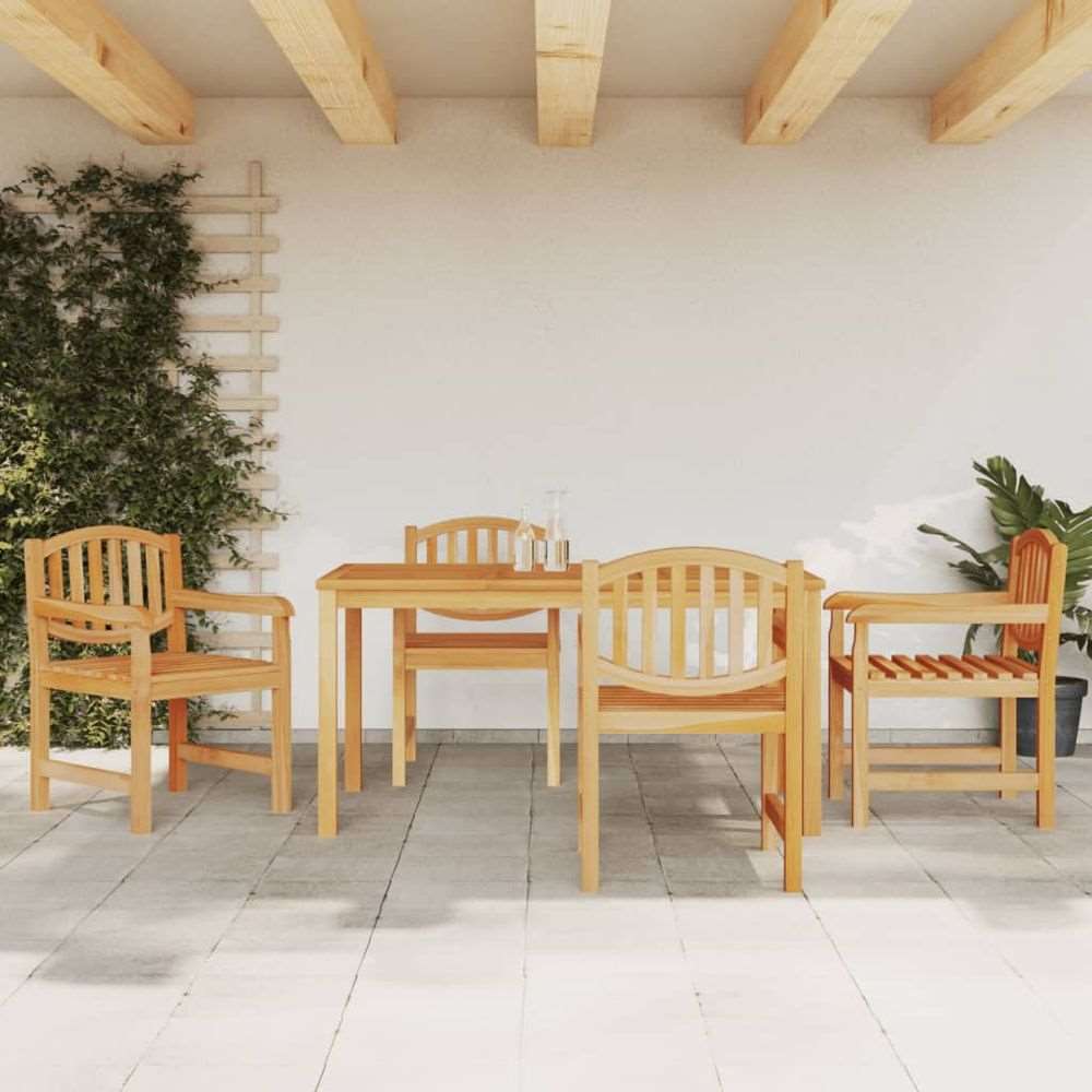 vidaXL 5 Piece Garden Dining Set Solid Wood Teak 4x chair + table 150 cm table length vidaXL