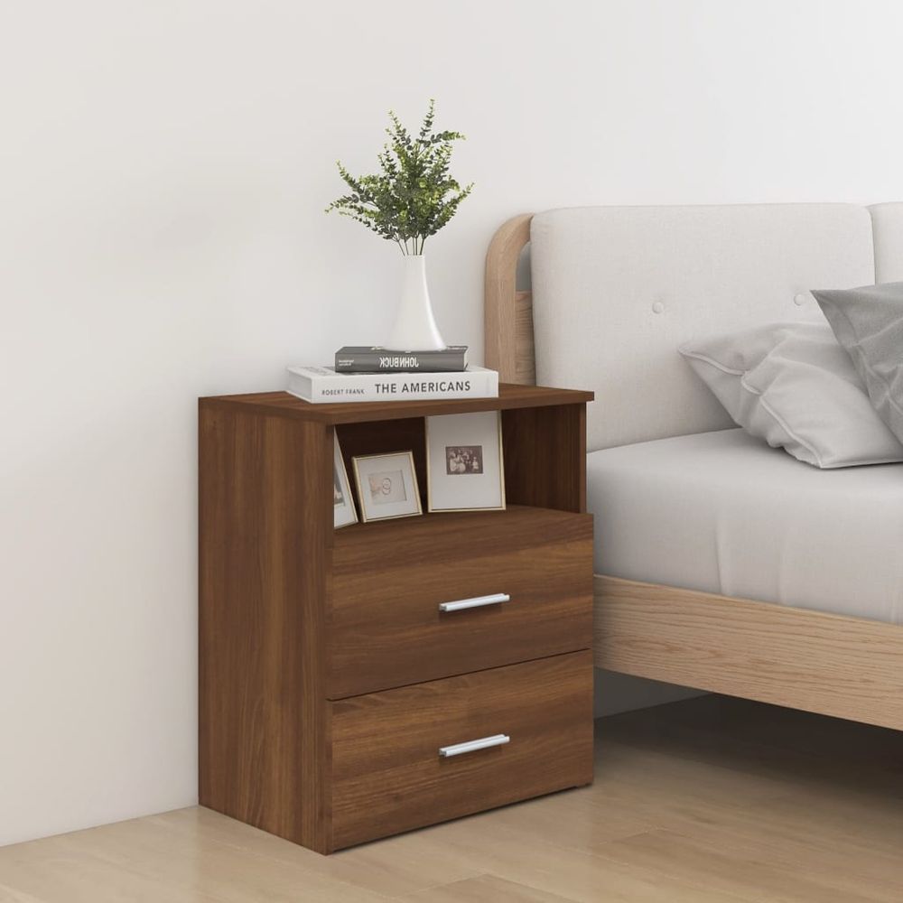 vidaXL Bed Cabinet Smoked Oak 50x32x60 cm vidaXL