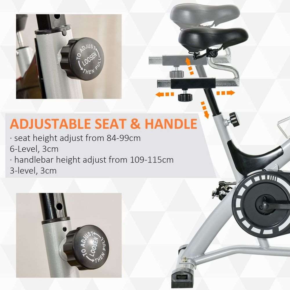 HOMCOM Cycling Exercise Bike LCD Monitor 15KG Flywheel Adjustable Seat & Handle HOMCOM