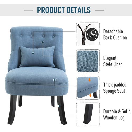 Fabric Single Sofa Dining Chair Upholstered W/ Pillow Solid Wood Leg Living Room HOMCOM