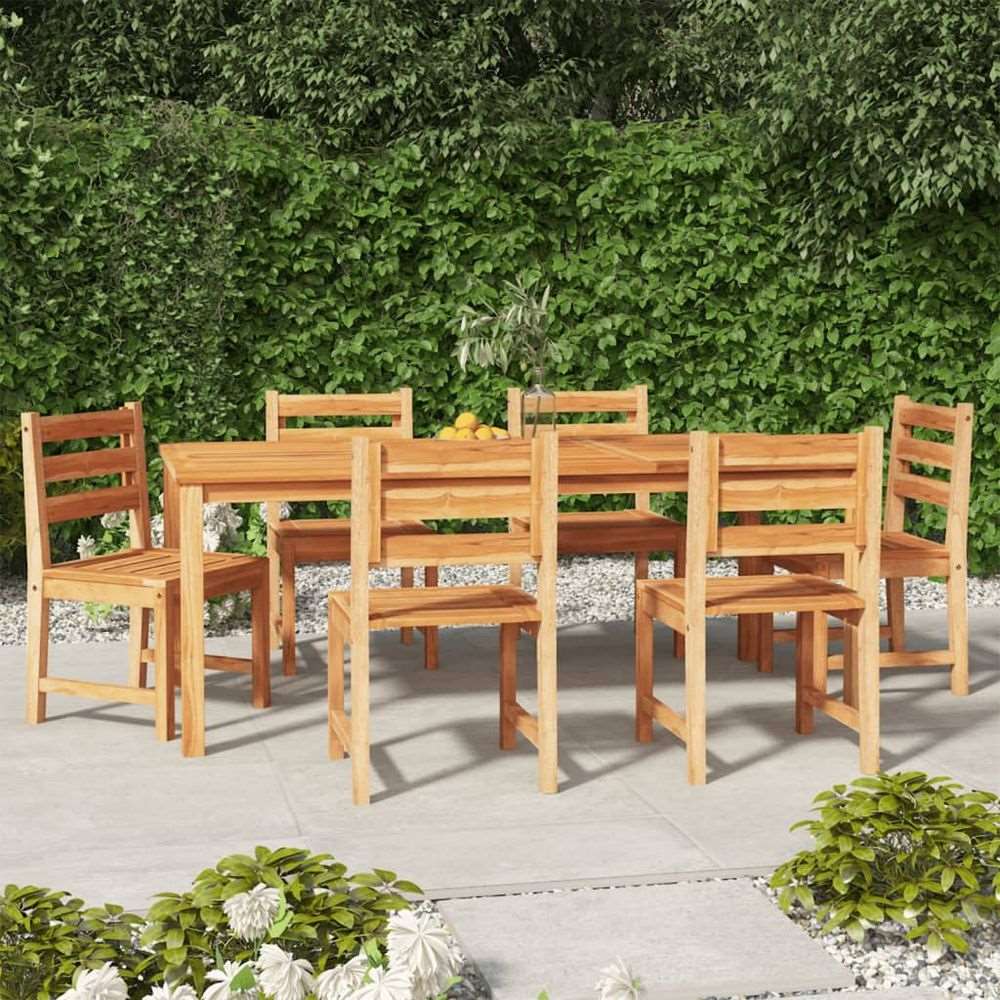 vidaXL 3 Piece Garden Dining Set Solid Wood Teak 6x chair + table 200 cm table length vidaXL