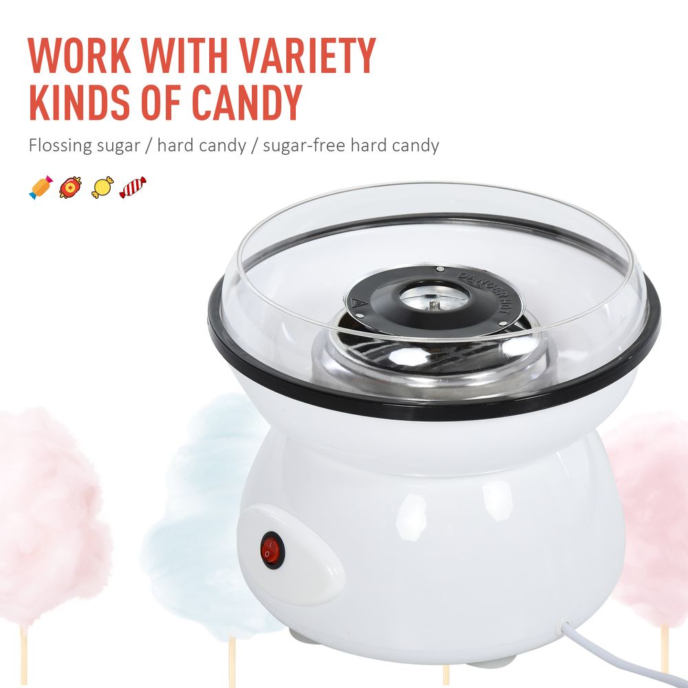 450W Non-Stick Stainless Steel Candyfloss Machine White HOMCOM