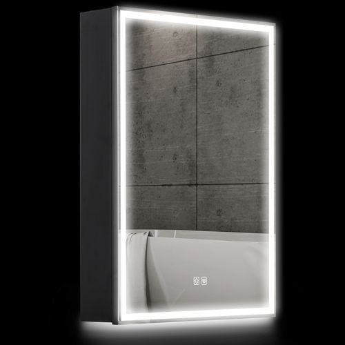 HOMCOM Bathroom Cabinet with Mirror, LED Lights and Demister Pad, Black HOMCOM