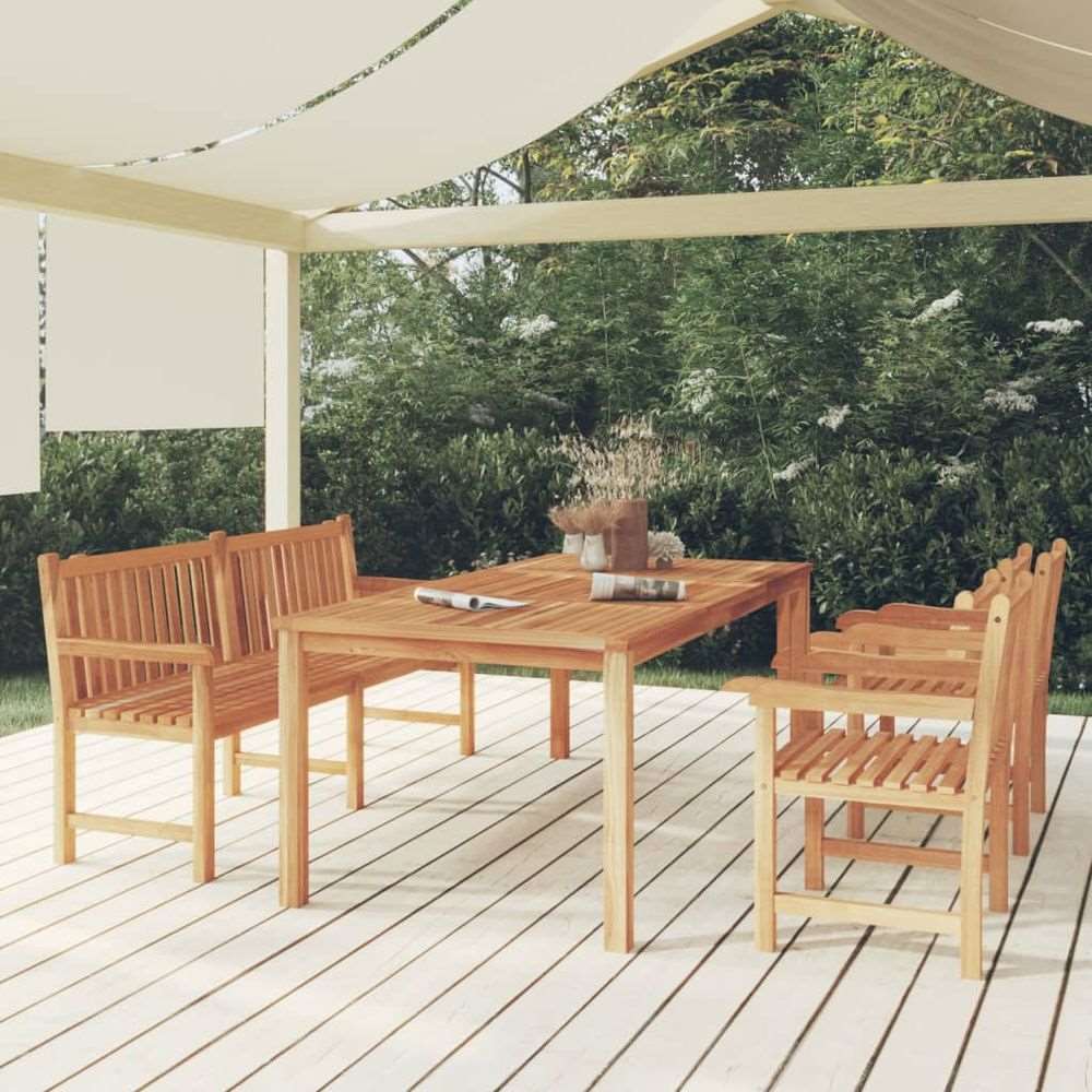 vidaXL 3 Piece Garden Dining Set Solid Wood Teak bench + 2x armchair + table vidaXL