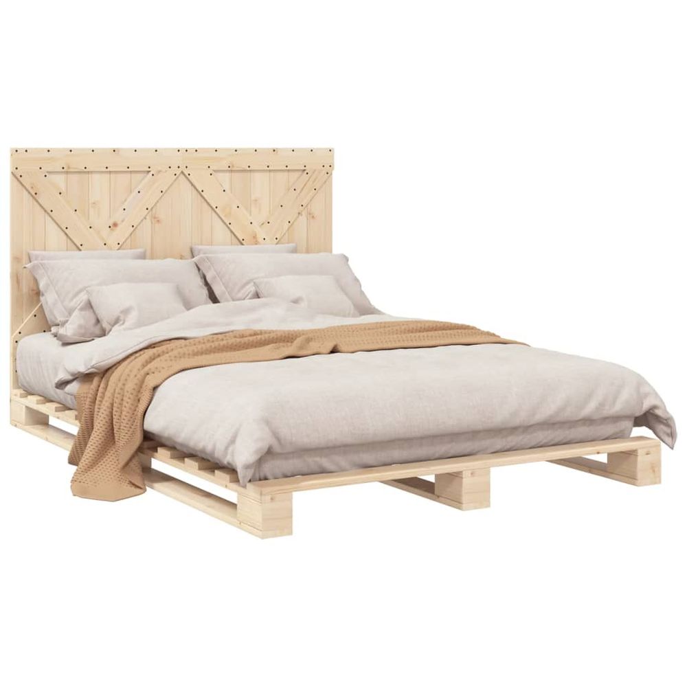 vidaXL Bed Frame with Headboard 160x200 cm Solid Wood Pine vidaXL