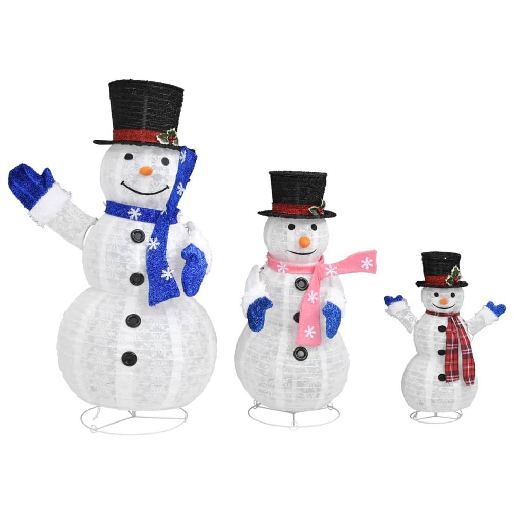 Decorative Christmas Snowman Family Figures with LED Luxury Fabric vidaXL