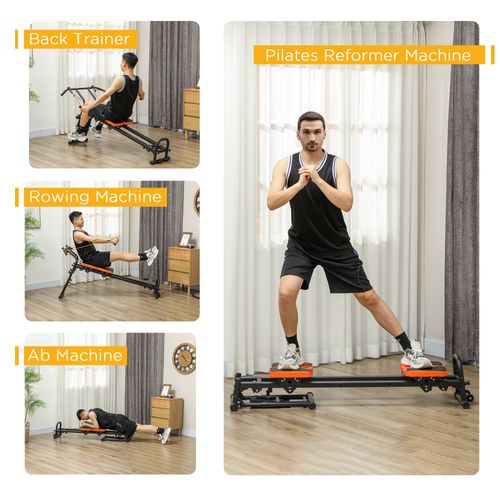 SPORTNOW Reformer Pilates Machine Flat or Incline Home Gym Equipment SPORTNOW