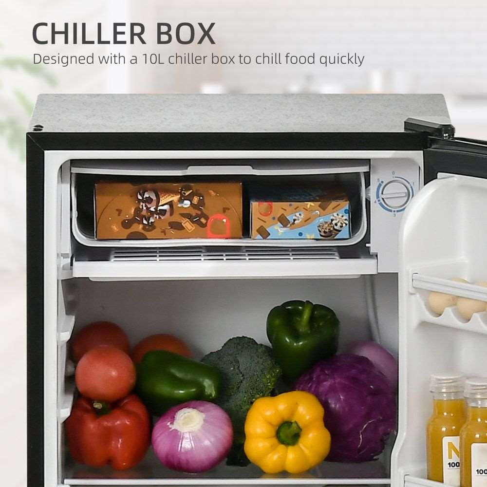 91L Freestanding Under Counter Fridge with Chiller Box Reversible Door Black HOMCOM