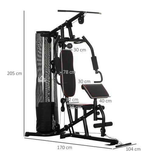 HOMCOM Multi Gym Fitness Equipment Exercise Machine with 45Kg Weight Stack HOMCOM