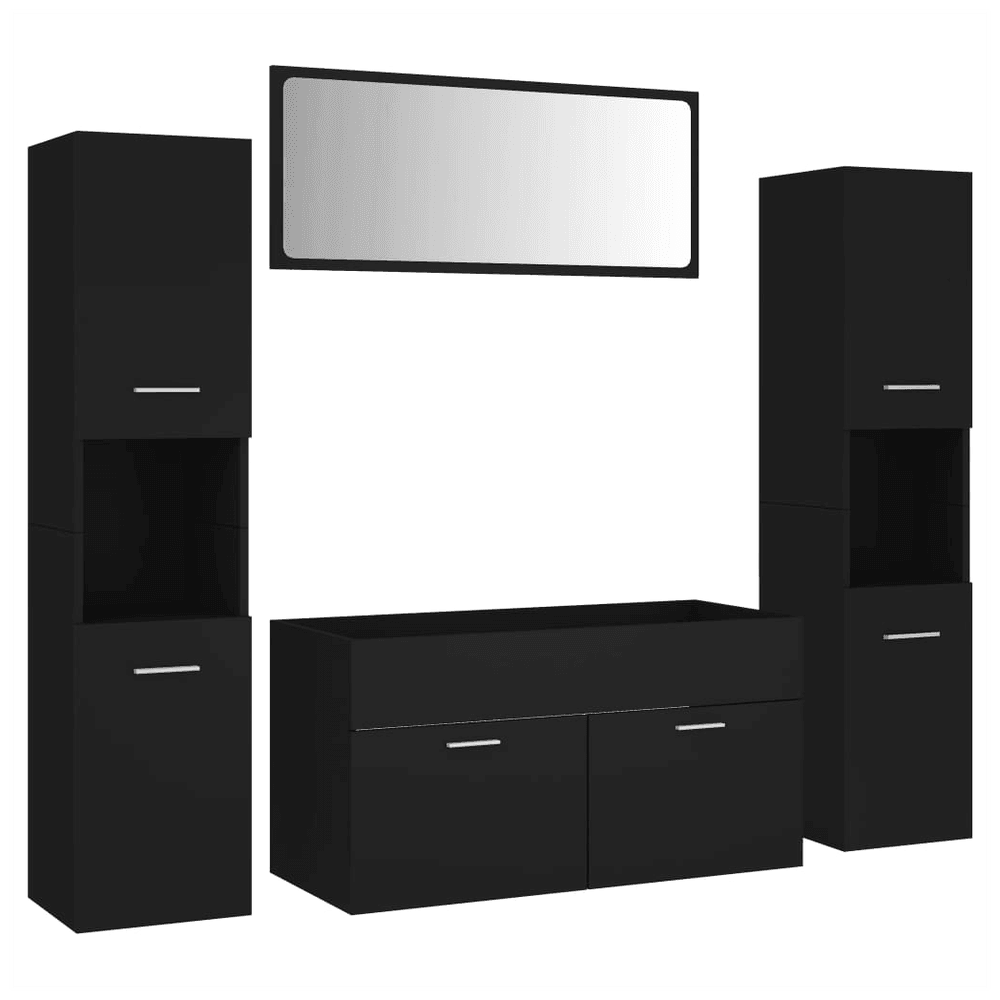 vidaXL Bathroom Furniture Set Black Engineered Wood vidaXL