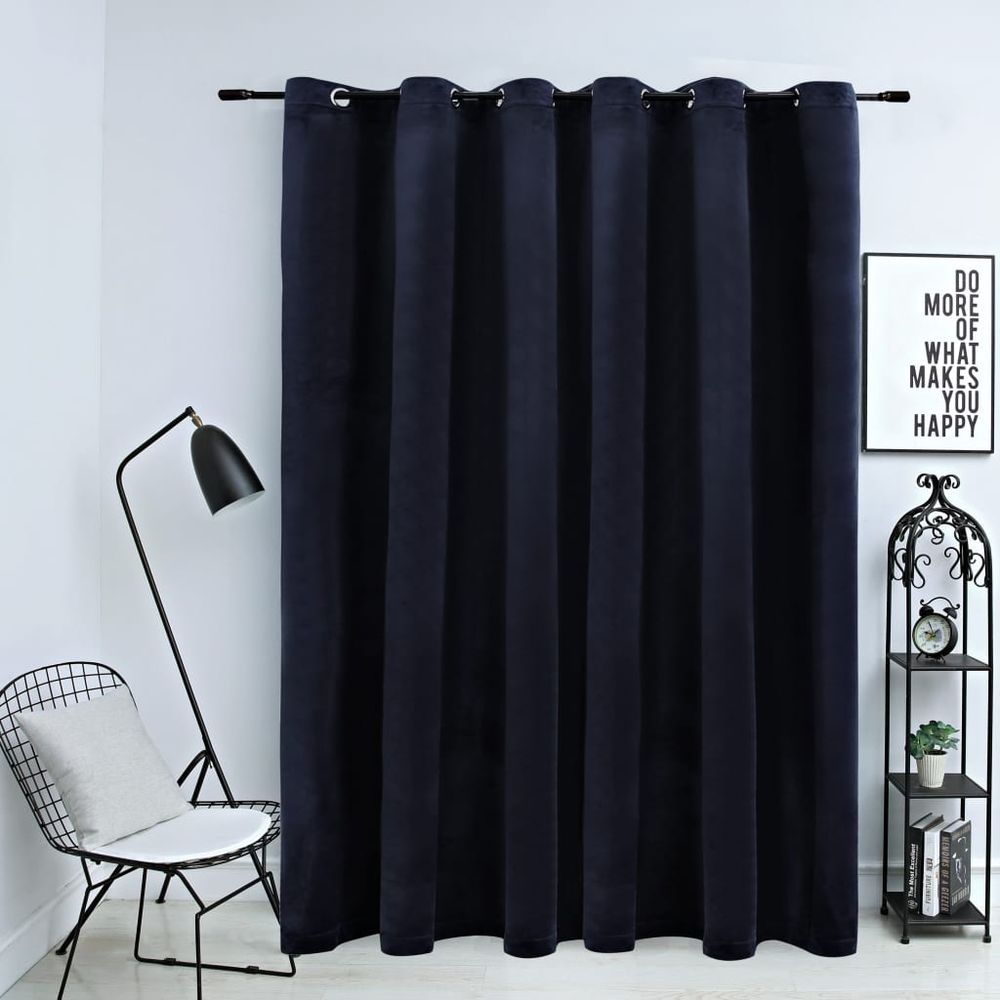 vidaXL Blackout Curtain with Metal Rings Velvet Black 290x245 cm vidaXL