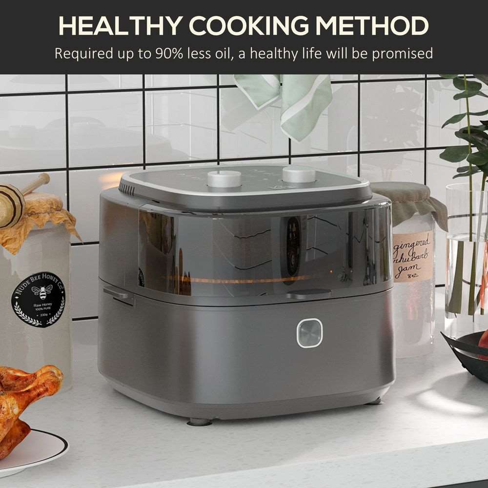 6.5L Airfryer Air Fryer Oven w/ Recipes 60-Minute Timer Adjustable Temp 1350W HOMCOM