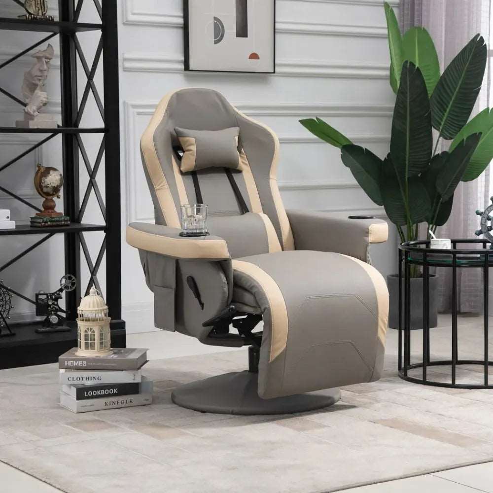 Manual Recliner Armchair PU Sofa Chair w/ Adjustable Leg Rest & 135 Degree Reclining HOMCOM