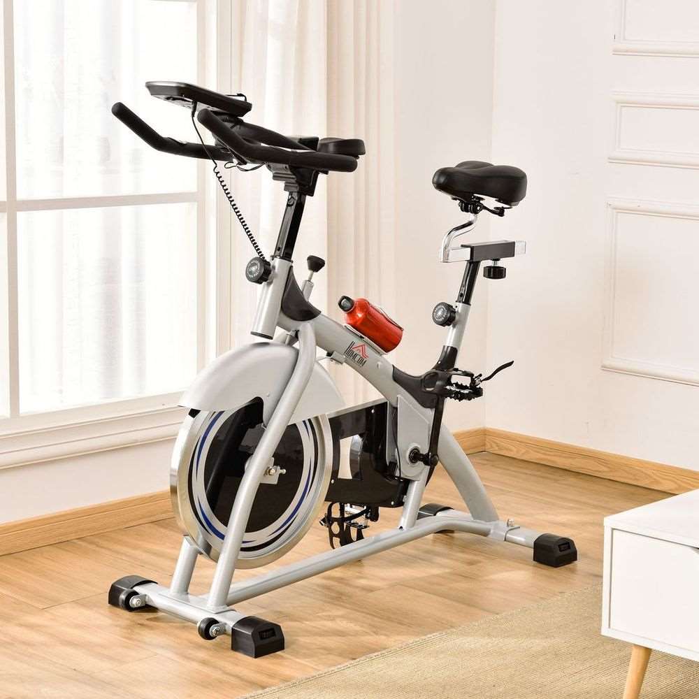 HOMCOM Cycling Exercise Bike LCD Monitor 15KG Flywheel Adjustable Seat & Handle HOMCOM