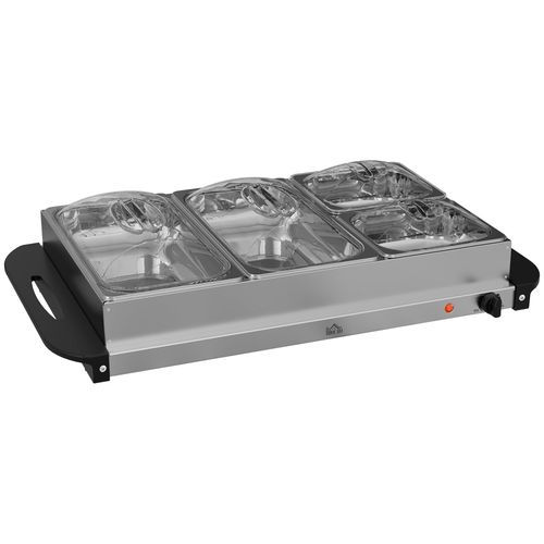 HOMCOM 4 Tray Electric Food Warmer Buffet Server with Adjustable Temp 300W HOMCOM