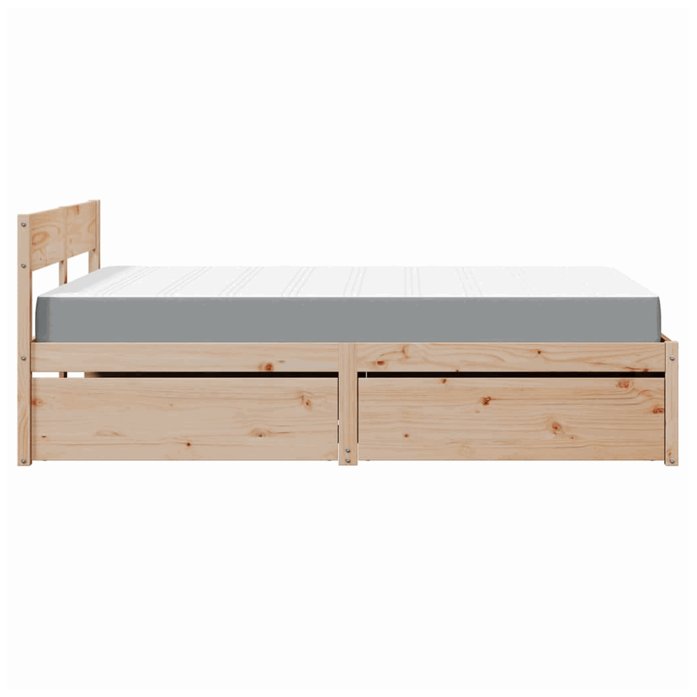 vidaXL Bed with Drawers and Mattress 120x200 cm Solid Wood Pine vidaXL